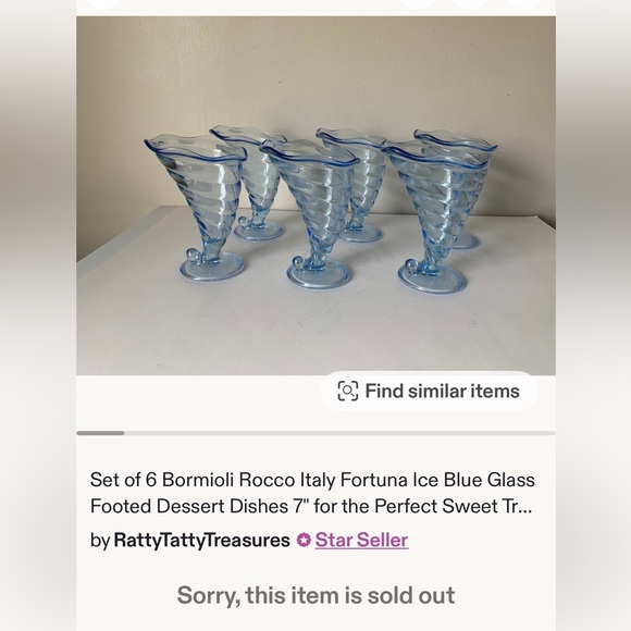 6-Italian Bromioli Rocco blue glass dessert dishes - Picture 7 of 7